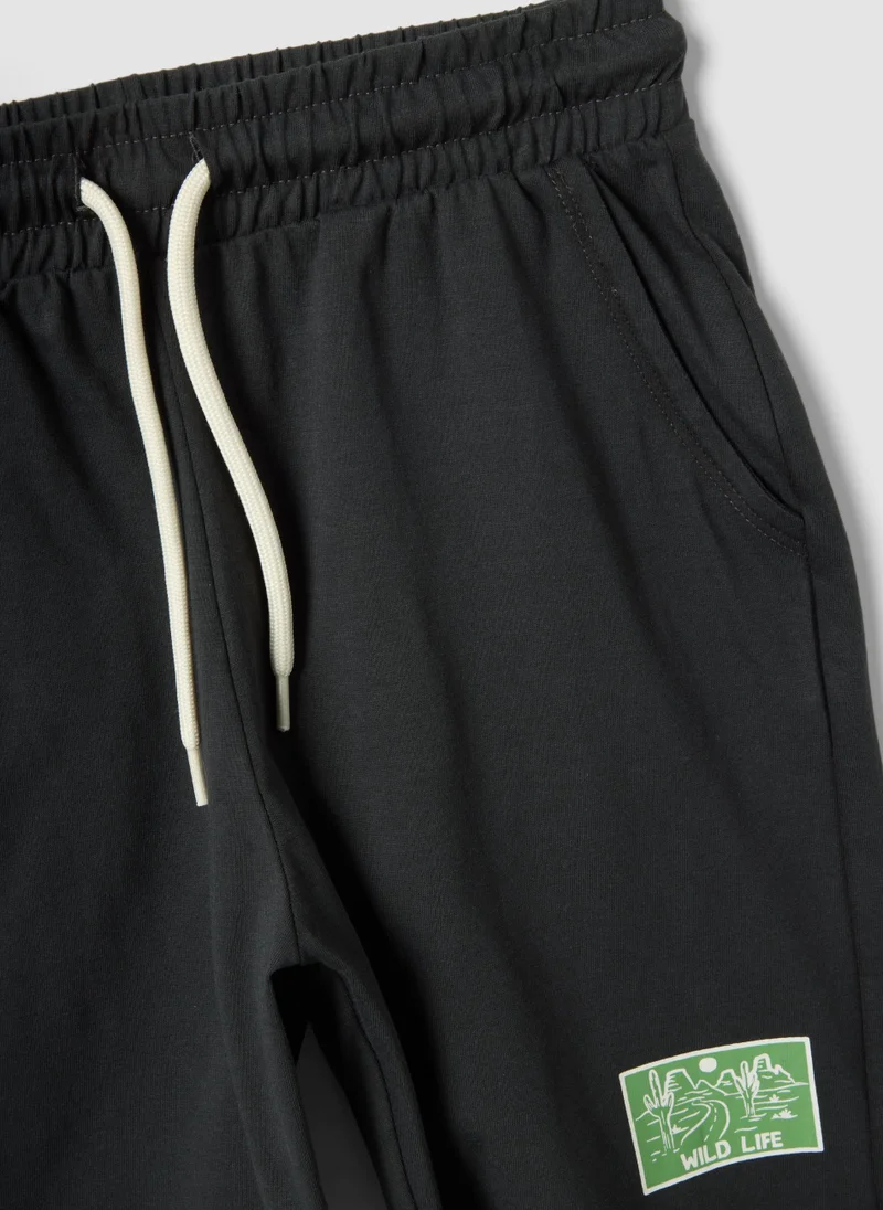 Ovs  OVS Beige And Black Pure Cotton Set With T-Shirt And Shorts for Kids | Best Price UAE
