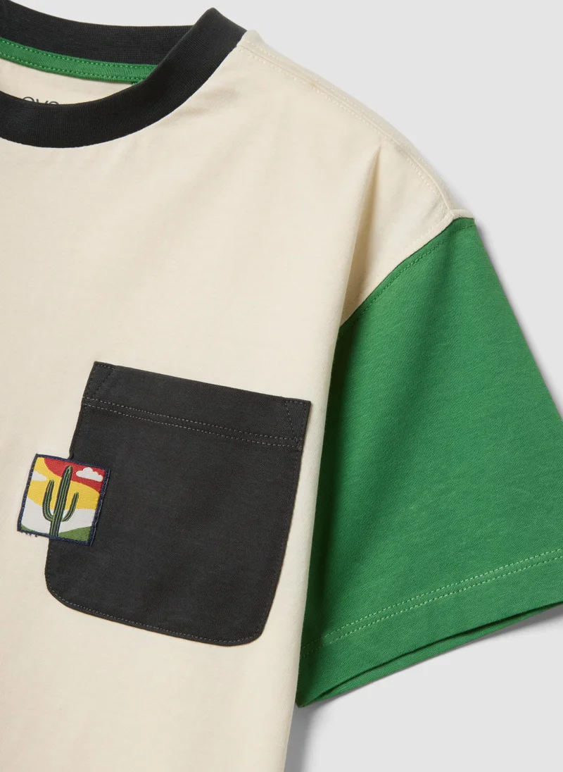 Ovs  OVS Beige And Black Pure Cotton Set With T-Shirt And Shorts for Kids | Best Price UAE