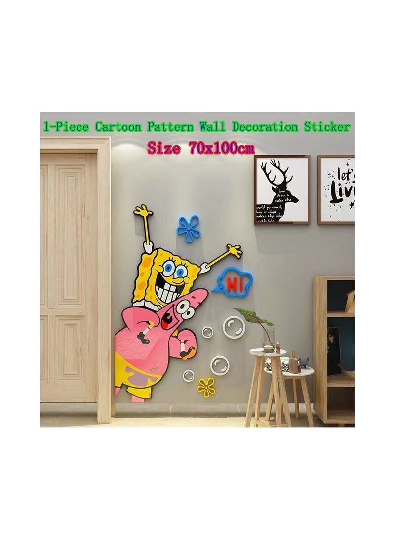 1-Piece Cartoon Pattern Wall Decoration Sticker,Self-Adhesive Decorative Wall Sticker Use for Household/Hotel/School/Office,Size 70x100cm - Image 1