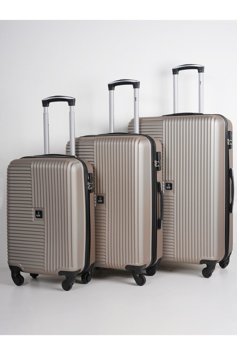 KTMC 3-Piece Luggage Set, ABS Material, Lightweight, 360° Rotated 4-Wheels, Tough Suitcase for Travel, Sizes 20/24/28 inches Champagne - Image 1