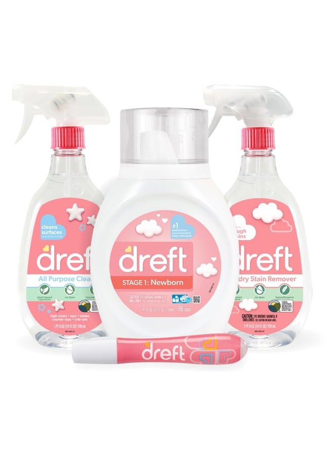 Dreft Baby and Mom Gift Set, Liquid Laundry Detergent, Laundry Stain Remover, Instant Stain Remover Pen and All Purpose Cleaner, Baby Shower Gifts, Packaging May Vary - Image 1