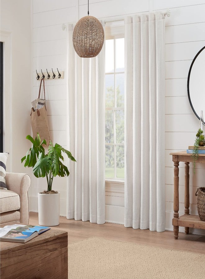 مود مجموعة قضبان ستائر MODE Coastal Collection بقطر 1 1/8 بوصة، مزودة بنهايات ستائر على شكل صدفة ساحلية وقضيب ستائر فولاذي قابل للتعديل يُثبت على الحائط، يناسب النوافذ من 36 بوصة إلى 72 بوصة، لون أبيض عتيق - Image 3