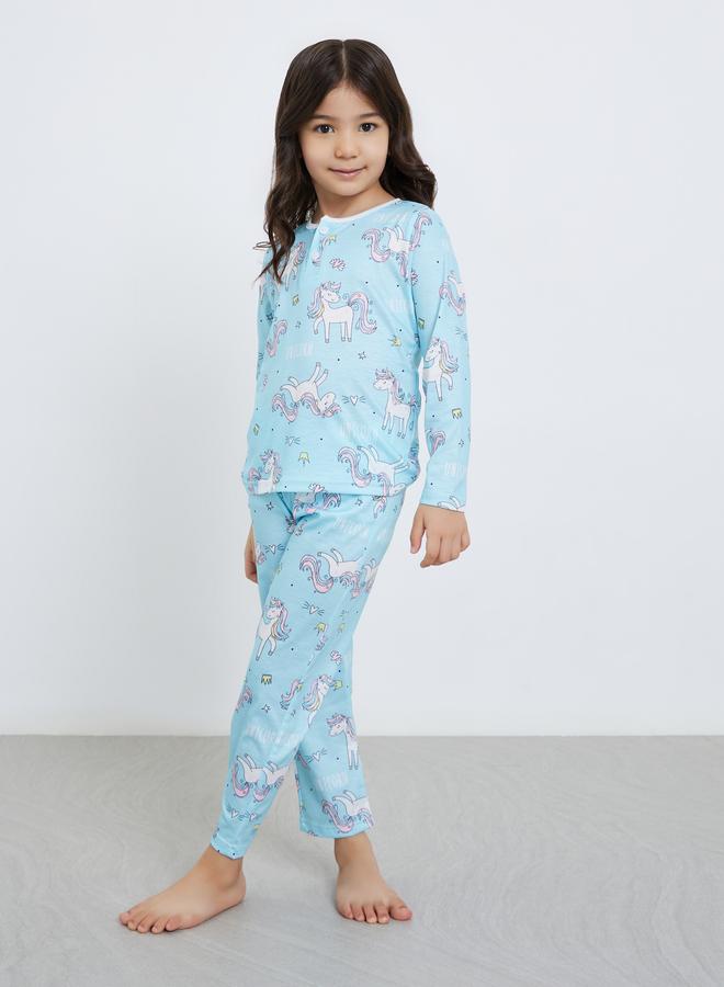 Styli Unicorn Graphic Print T-Shirt and Pyjama Set - Image 2