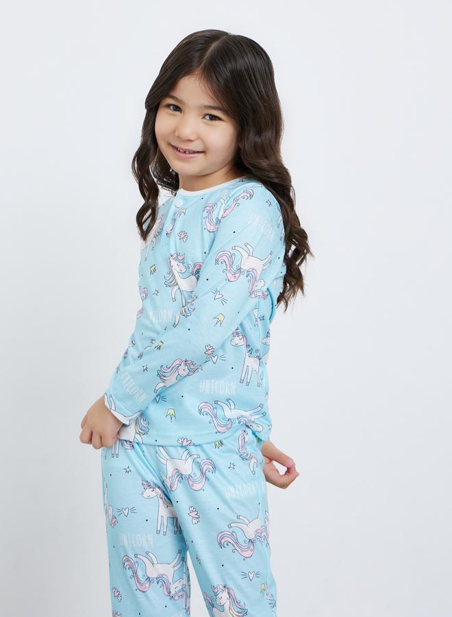 Styli Unicorn Graphic Print T-Shirt and Pyjama Set - Image 3