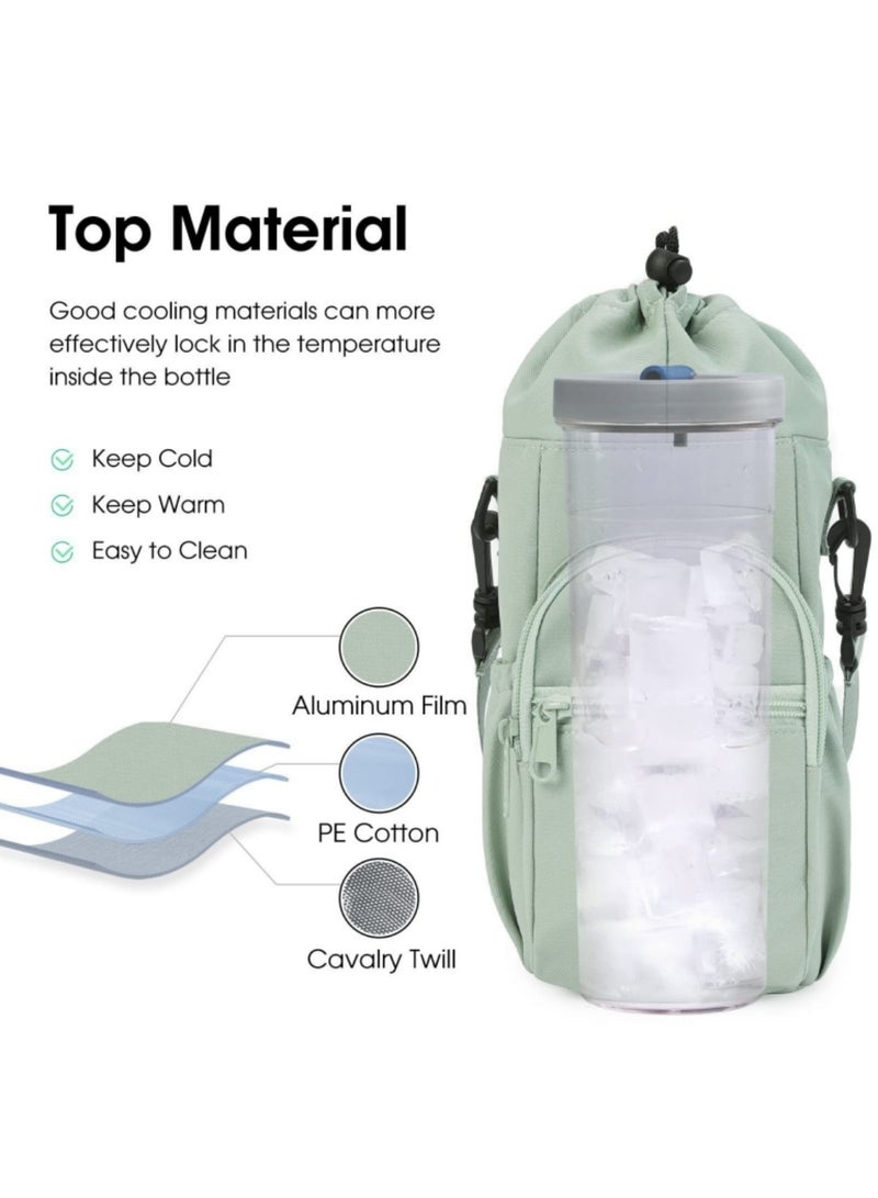 Water Bottle Holder with Strap 32oz 40oz Insulated Water Bottle Carrier Sling Bag with Phone Pocket Crossbody  - Image 2