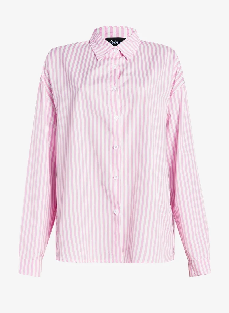 جينجر بلس قميص بأزرار مخططة