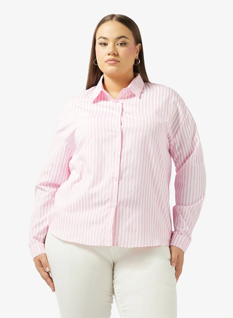 جينجر بلس قميص بأزرار مخططة