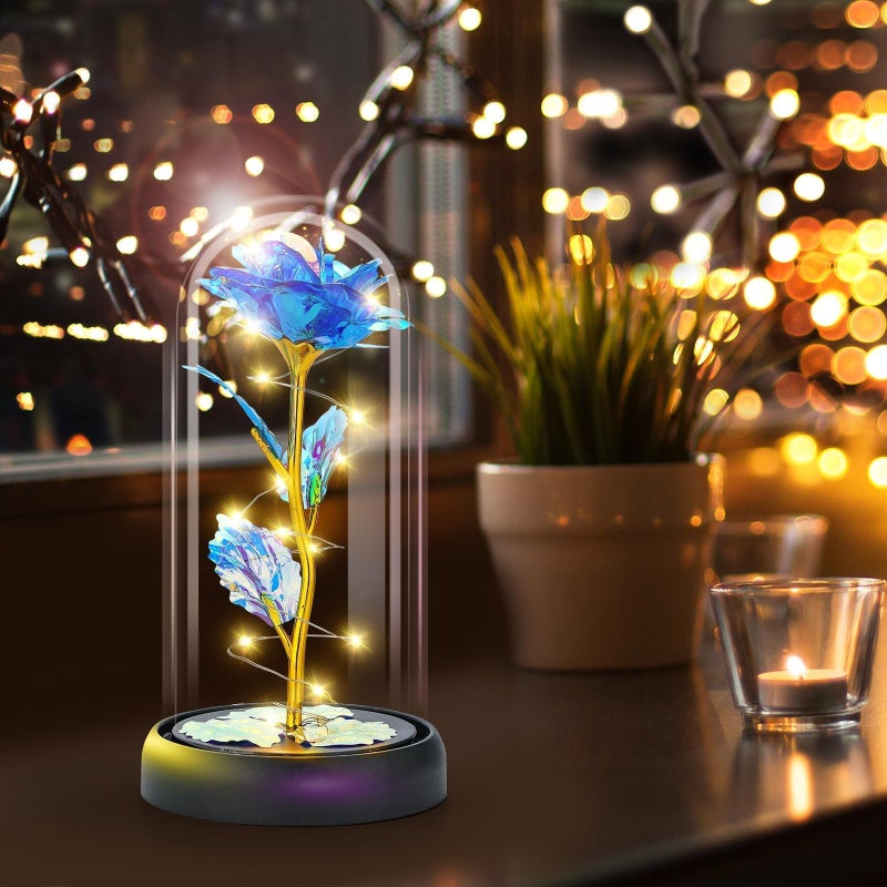 Otlonpe Glass Rose Flower Handmade Forever | Personalized Romantic Christmas  Valentines  Mothers Day  Birthday Gifts For Women Mom Her Grandma Girlfriend Wife | Home Office Flower Lamp Decorations - Image 3