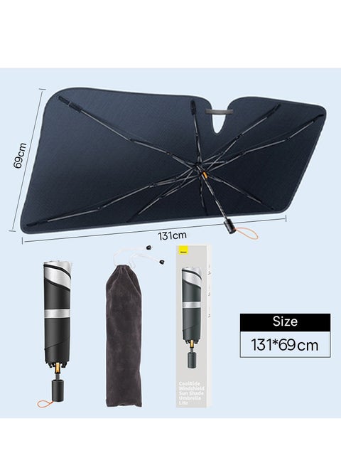 Car Sun Shade, for Car Front Windshield, Car Umbrella Sun Shade Cover, Foldable Anti-UV Rays & Sun Heat Protection Umbrella, Sunshade for Cars, Fits Most Mini Car and Sedan (131cm x 69cm) Small Size