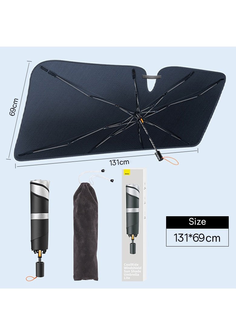 Baseus Car Sun Shade, for Car Front Windshield, Car Umbrella Sun Shade Cover, Foldable Anti-UV Rays & Sun Heat Protection Umbrella, Sunshade for Cars, Fits Most Mini Car and Sedan (131cm x 69cm) Small Size  - Image 1