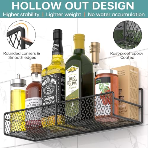 DTUQYX Spice Rack Wall Mounted 6 Pack: 100% Metal & Strong Adhesive Spice Organization for Kitchen Cabinet/Pantry Door, No Drill Hanging Seasoning Organizer with Paper Towel Holder, Utensil Caddy - Image 3