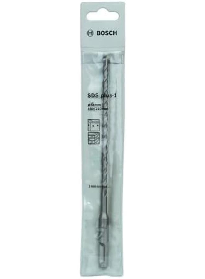 بوش Sds Plus 1 مثقاب للمثقاب المطرقة الدوارة الأمثل لحفر الخرسانة بوصة 2 فلوت تصميم الفلوت على شكل حرف U يوفر إزالة فعالة للغبار، قطر 6.00 مم 210 مم الطول الإجمالي قطعة واحدة - Image 2