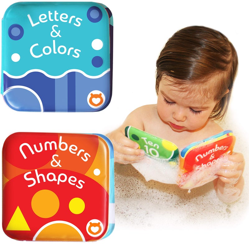 BabyBibi Floating Baby Bath Books - Bath Books for Babies, Infants - Waterproof, Mold-Free Bath Toys for Learning & Early Education (Set of 2 - Alphabet & Numbers Books) - Image 1