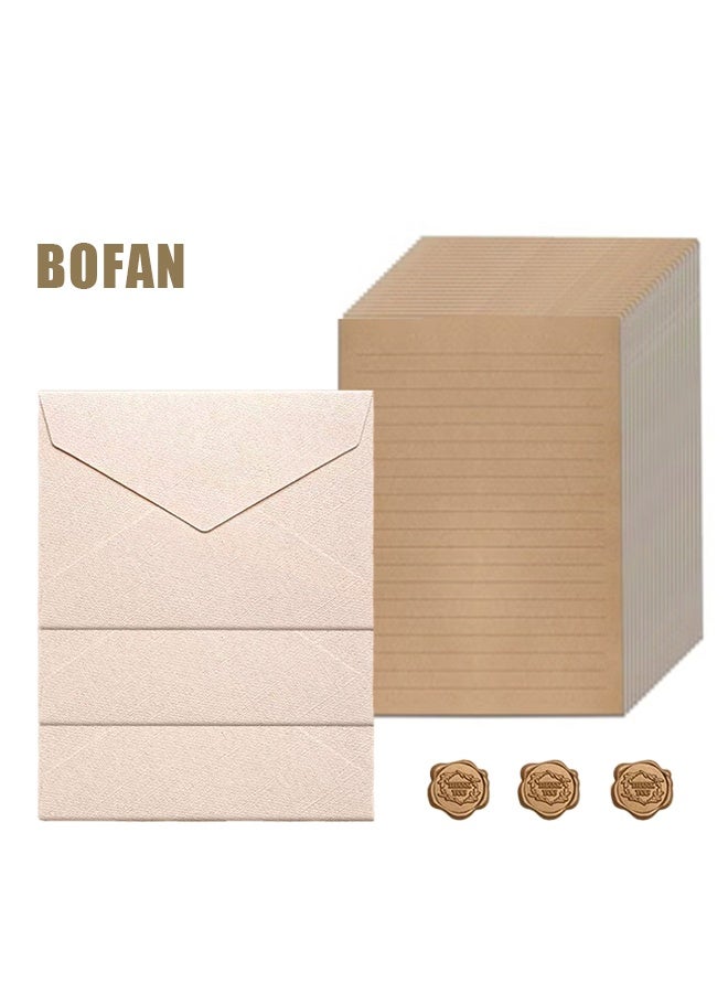 BOFAN 16PCS Greeting Card Envelope Set, Vintage Envelopes for Wedding, Birthday, Graduation (3 Envelopes + 10 Sheets of Yellow Letterhead + 3 Fire Paint) - Image 1
