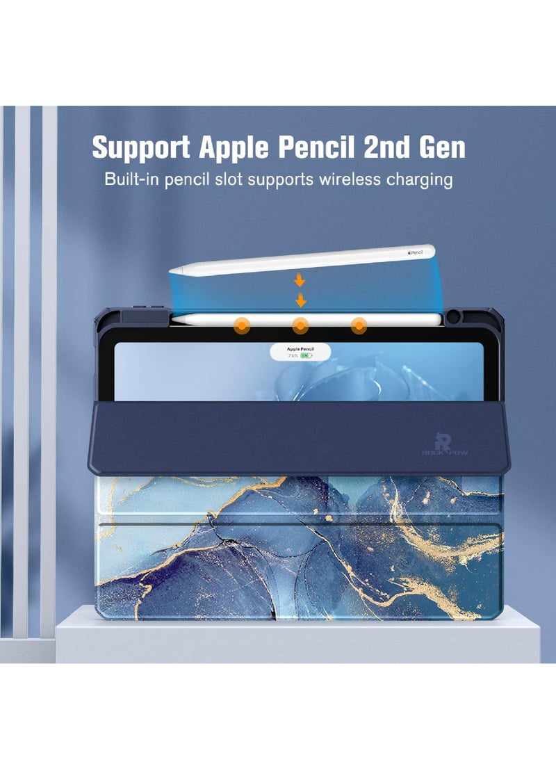 روك بو - حافظة لجهاز iPad (A16) 11 بوصة 2025/iPad 10 10.9 بوصة 2022، غطاء خلفي شفاف مع حامل قلم، وغطاء حافظة مع خاصية السكون/التنشيط التلقائي لجهاز iPad 10 10.9 بوصة 2022/iPad 11 11 بوصة 2025 - Image 1