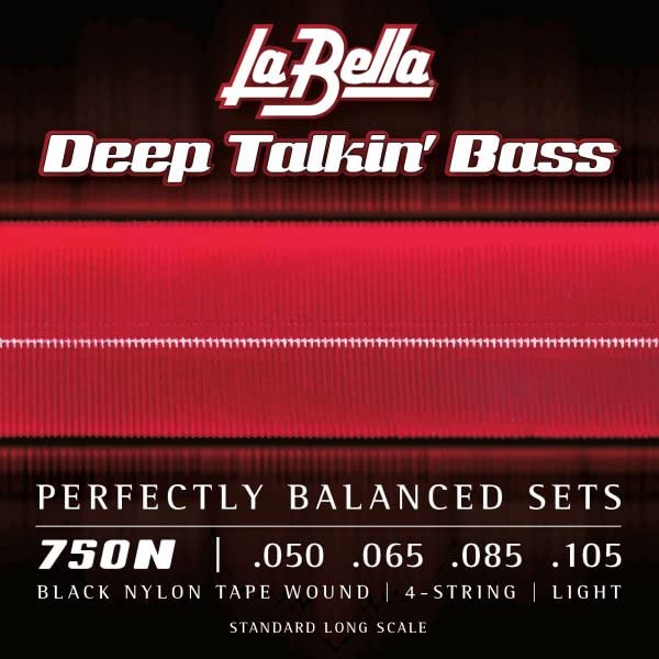 La Bella 750N Deep Talkin' Black Nylon Tape Wound, Light Bass Guitar String 50-105 - Image 2