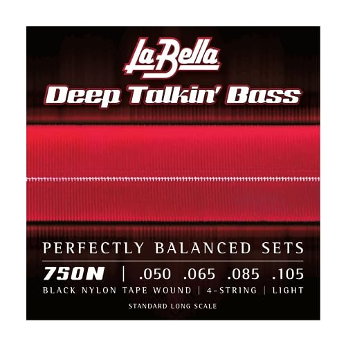 La Bella 750N Deep Talkin' Black Nylon Tape Wound, Light Bass Guitar String 50-105 - Image 1