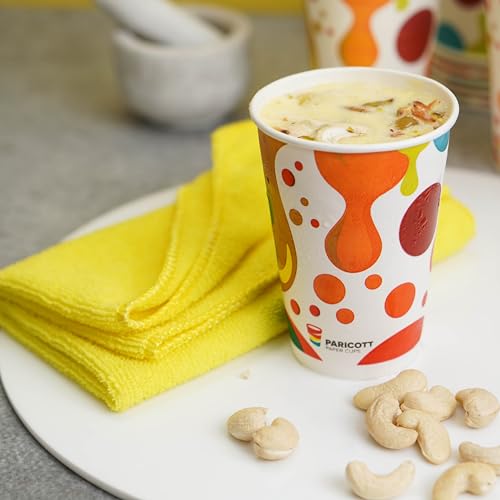 PARICOTT 300ml – 50 Cups | Multi Drop Printed Paper Cups | Disposable Use & Throw Cups for Tea, Coffee, Juice, Water, Wine, Cocktail, Parties, Events, Wedding, Travel – Eco-Friendly - Image 4