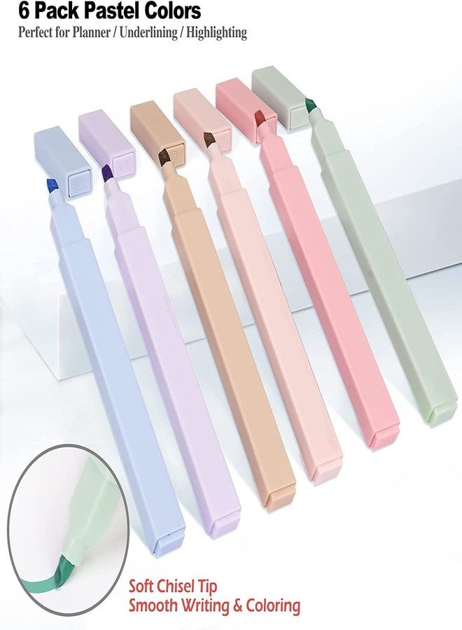 QERINKLE Aesthetic Cute Highlighters Bible Highlighters, Cream Colors Chisel Tip, No Bleed Dry Quick, Perfect for Bible Study Notes School Office - set of 6 (1 in 1) (PASTEL) - Image 2