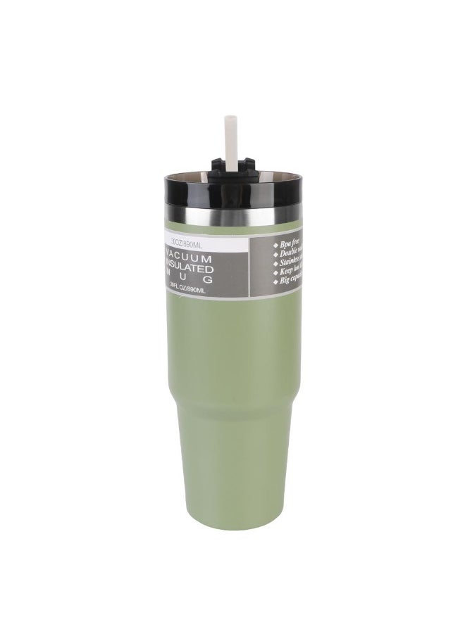 Thermos Mug Insulated and Cold Coffee Cup 890ML Double-layer Cup With Free Straw Stainless Steel Coffee Mug - mint green