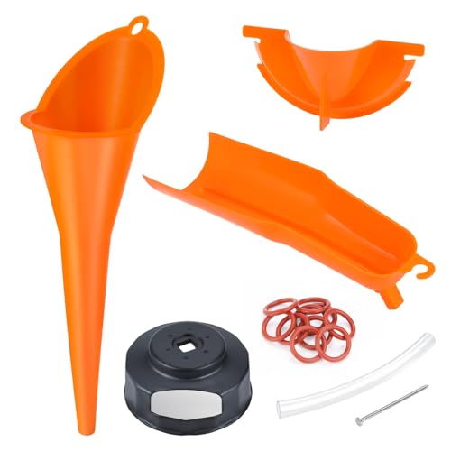 FIASRAC Oil Filter Wrench Oil Change Kit for Harley Davidson 4in1 DripFree Funnel Set with Primary Crankcase Tools Viton ORings Compatible with Sportster Dyna Softail Touring 19992017 - Image 1
