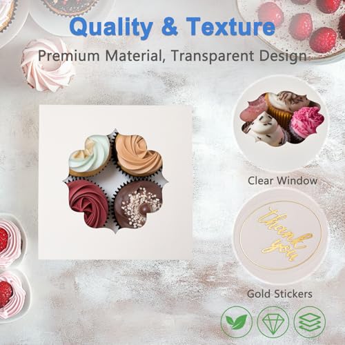 Shallive 30 Pcs Bakery Boxes 6-In with Windows, Cookie Boxes White for Chocolate Covered Strawberries, Treats, Donuts, Cupcakes, and Candy Gift Giving 6x6x3 Inch - Image 4
