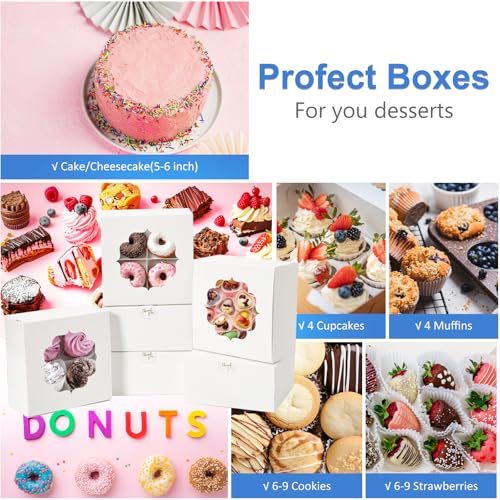 Shallive 30 Pcs Bakery Boxes 6-In with Windows, Cookie Boxes White for Chocolate Covered Strawberries, Treats, Donuts, Cupcakes, and Candy Gift Giving 6x6x3 Inch - Image 5