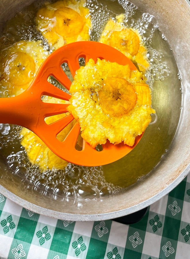 Loisa | Silicone Skimmer Spoon Kitchen Tool | Premium Scratch-Free Strainer | Spider for Cooking and Frying | Latin Inspired Cooking Untensil | Yellow Skimmer - Image 3