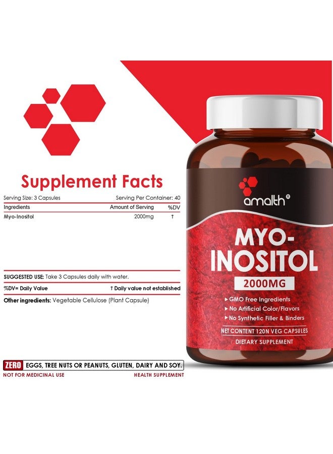 AMALTH Myo-Inositol per Serving Capsules, Hormone Balance & Healthy Ovarian Function Support (120 Capsules) - Image 2