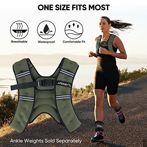 APEXUP 5lbs Weighted Vest Men Women, Weight Vest for Women Workout Equipment for Strength Training Running (Green) - Image 5