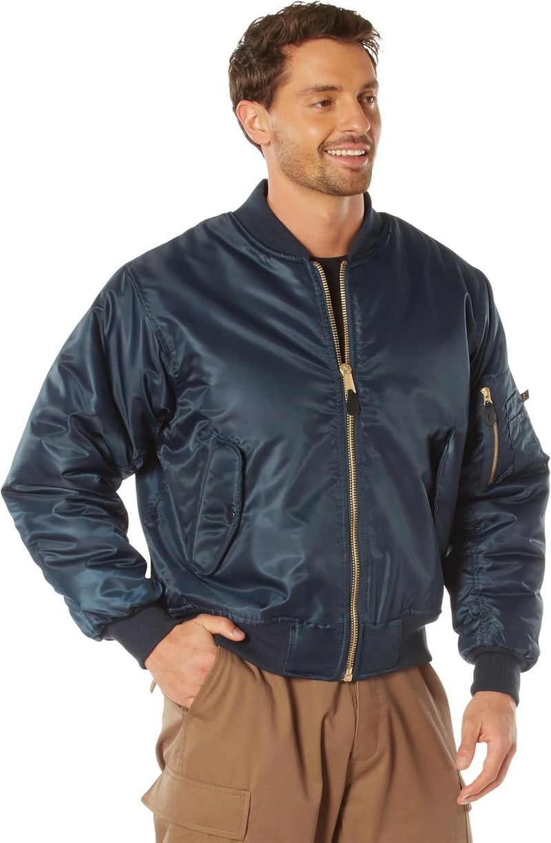 Rothco MA-1 Flight Jacket - Navy Blue Classic Bomber with Reversible Lining - Image 1