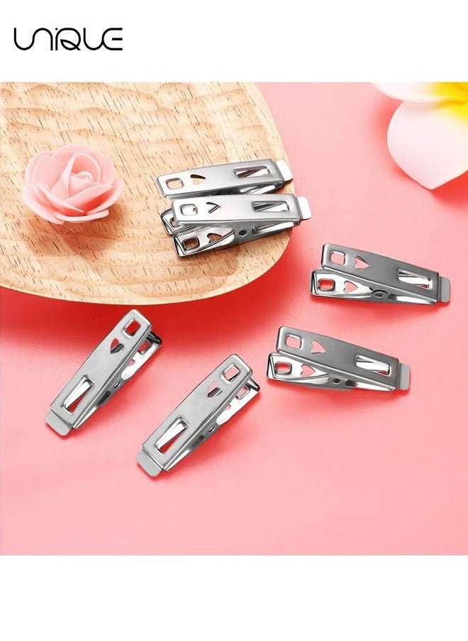 Unique - 30Pcs Stainless Steel Multipurpose Clothespins - Metal Clothespins - Practical Clips Outdoor Clothesline Hanging Clips - For Beach Towels, Socks, Multifunctional Clothespins - Heart Shaped - Image 1
