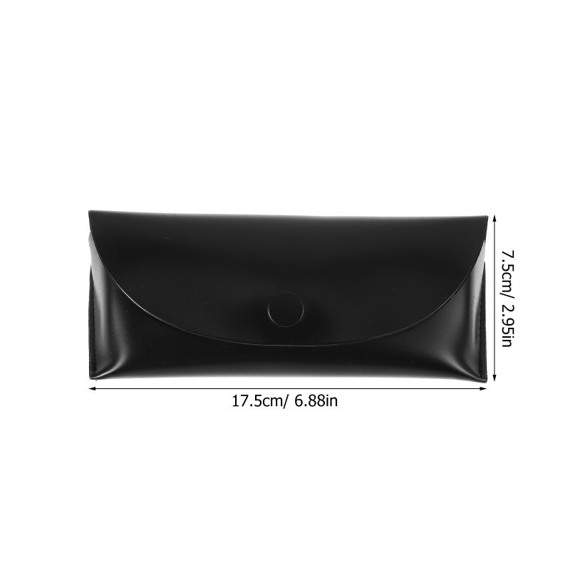 Portable Eyeglass Case Soft Pouch for Women and Men Black PU Fake Leather Sunglasses Case for Travel and Daily Use - Image 5