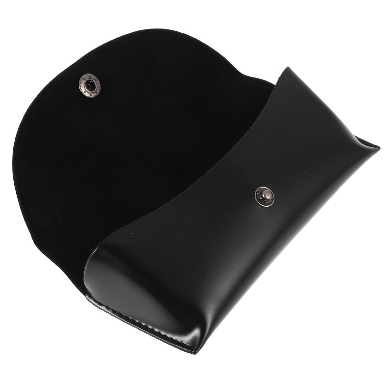 Portable Eyeglass Case Soft Pouch for Women and Men Black PU Fake Leather Sunglasses Case for Travel and Daily Use - Image 1