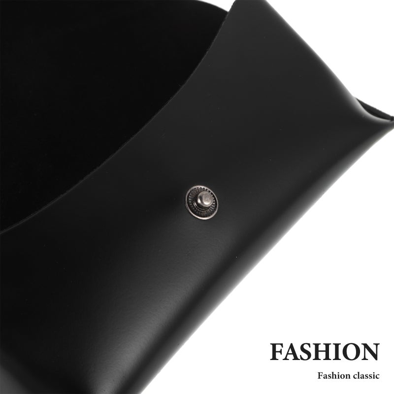 Portable Eyeglass Case Soft Pouch for Women and Men Black PU Fake Leather Sunglasses Case for Travel and Daily Use - Image 3