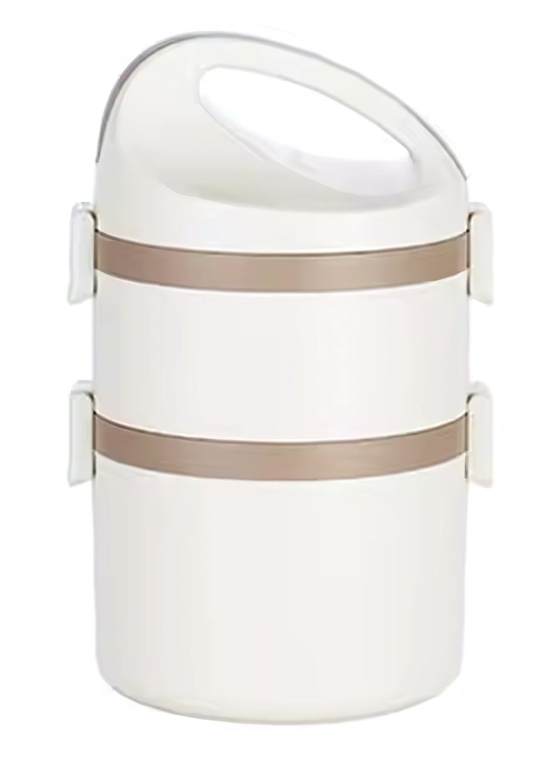 Twisoo Stainless Steel Insulated Food Container Insulated Ba, Keep Warm Lightweight Lunch Container 2 Tier Odorless Leakproof and Spill proof for Worker for School (White) - Image 1