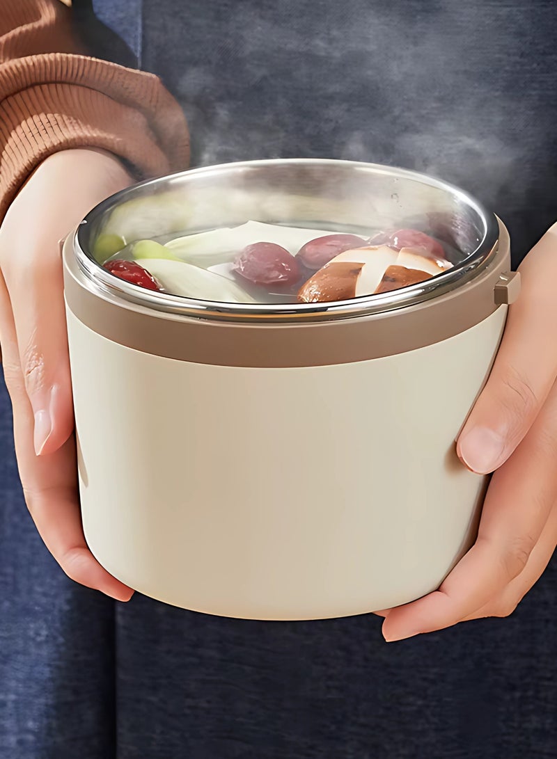 Twisoo Stainless Steel Insulated Food Container Insulated Ba, Keep Warm Lightweight Lunch Container 2 Tier Odorless Leakproof and Spill proof for Worker for School (White) - Image 4