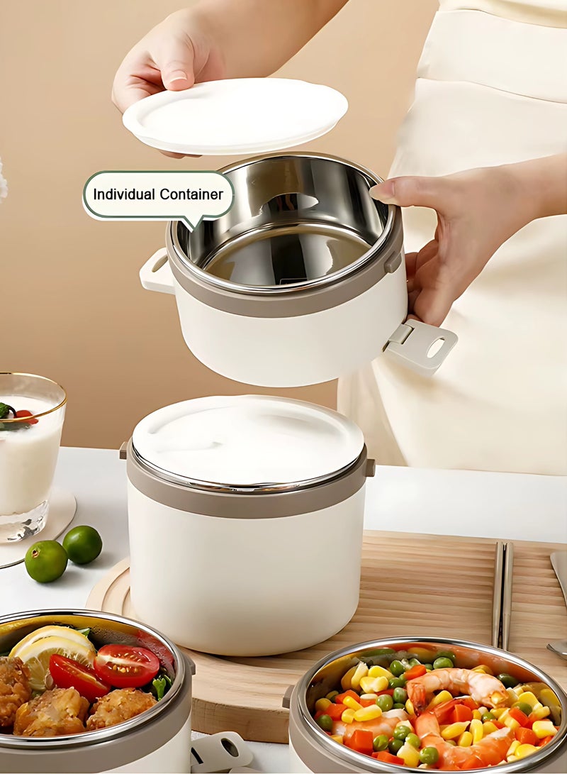 Twisoo Stainless Steel Insulated Food Container Insulated Ba, Keep Warm Lightweight Lunch Container 2 Tier Odorless Leakproof and Spill proof for Worker for School (White) - Image 3