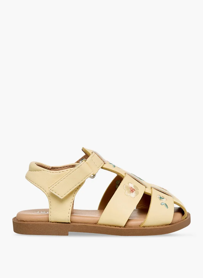 جونيورز Girls Floral Embroidered Sandals