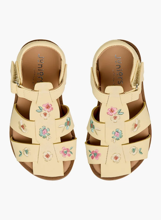 JUNIORS Girls Floral Embroidered Sandals