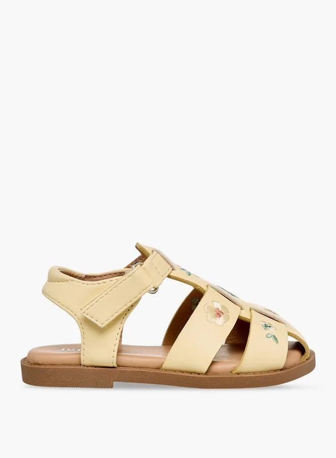 جونيورز Girls Floral Embroidered Sandals