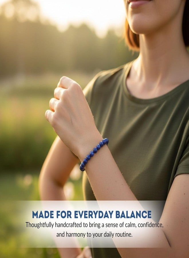 Cherry Tree Collection Lapis Bracelet – Genuine Blue Lapis Lazuli Beaded Bracelet, Handmade 8mm Stone Bracelet for Men & Women, Healing & Positive Energy, Sizes S/M/L, Gift Ready (Medium) - Image 5