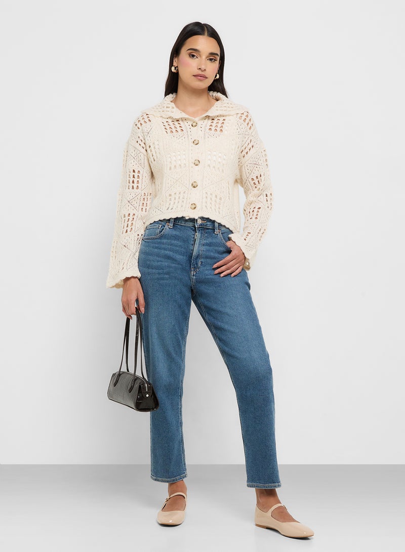 VERO MODA Crochet Knit Detail Cropped Cardigan  - Image 4