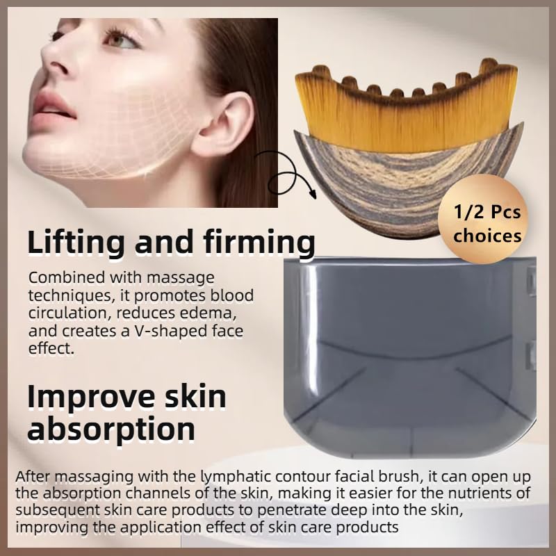 ROKATY 1/2 PCS Lymphatic Contour Face Brush for Sculpting â€“ Anti-Puffiness, Detox & Lift, Improves Skin Glow & Absorption (2 Pcs Contour Face Brush) - Image 2