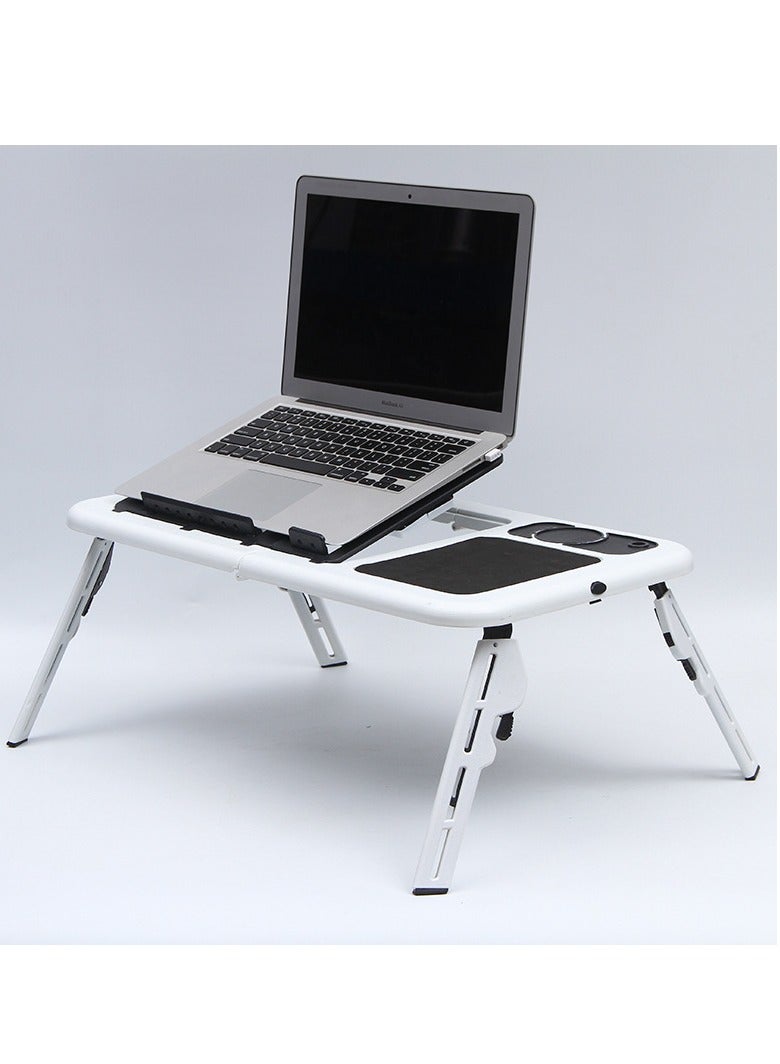 M MIAOYAN Multifunctional Folding Laptop Desk | Dual Cooling Fans | Adjustable Angle | Cup Holder | Portable Bed Table - Image 1