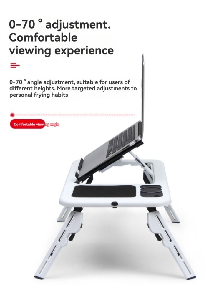 M MIAOYAN Multifunctional Folding Laptop Desk | Dual Cooling Fans | Adjustable Angle | Cup Holder | Portable Bed Table - Image 5