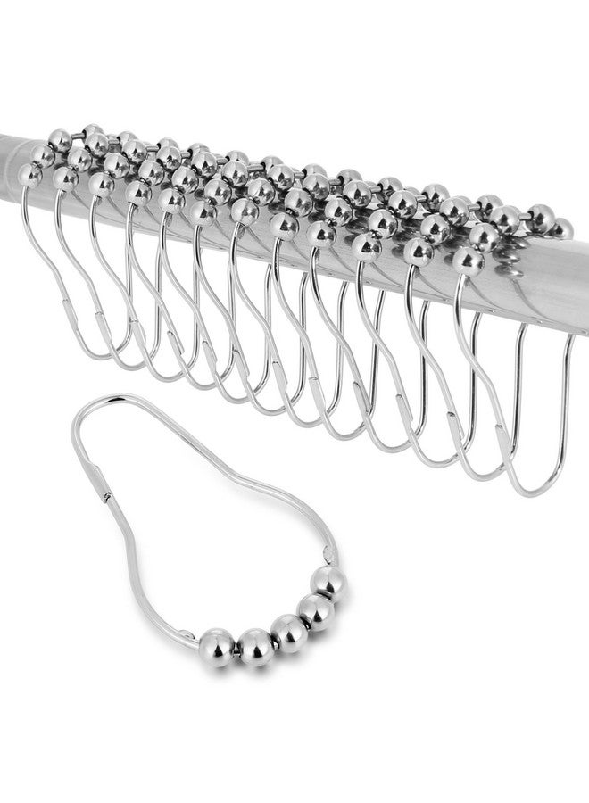 LifHap Shower Curtain Hooks Rings for Bathroom - 12 Pcs Stainless Steel (Silver Pear-Shape) - Image 1