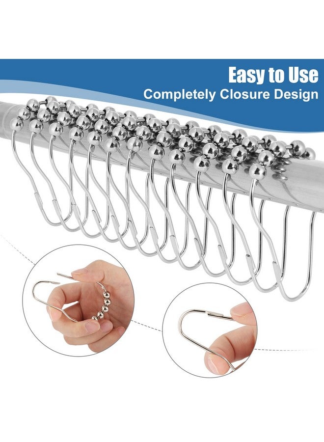 LifHap Shower Curtain Hooks Rings for Bathroom - 12 Pcs Stainless Steel (Silver Pear-Shape) - Image 3