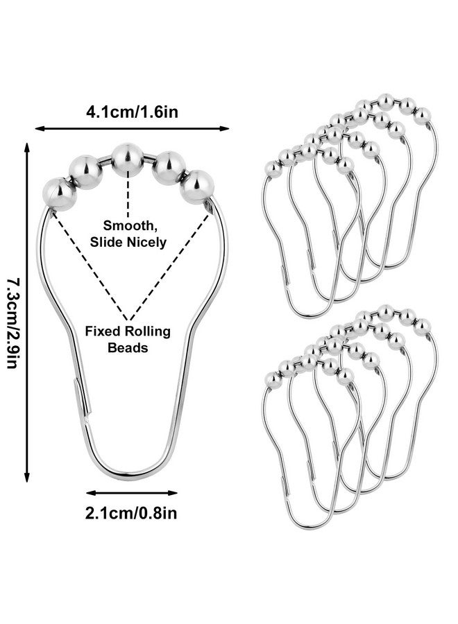 LifHap Shower Curtain Hooks Rings for Bathroom - 12 Pcs Stainless Steel (Silver Pear-Shape) - Image 4