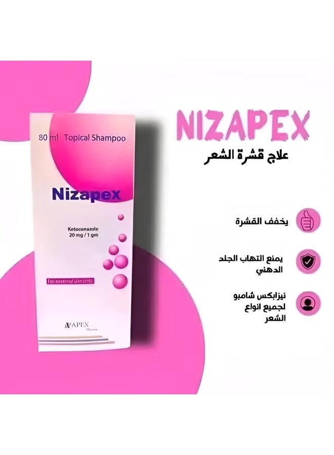 Nizapex Anti-Dandruff Shampoo for All Hair Types 80ml - Image 3